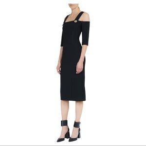 Italian Simona Corsellini Cold-Shoulder Sheath Shift Black Dress Sz 44 or Medium